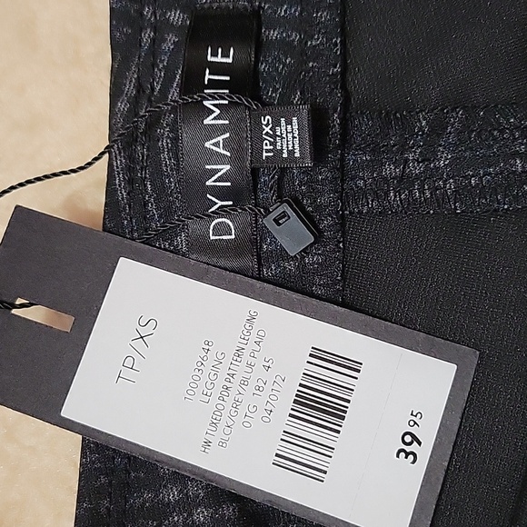 Dynamite Grey Plaid Tuxedo Pattern Highrise Leggings US XS NWT - Picture 9 of 11